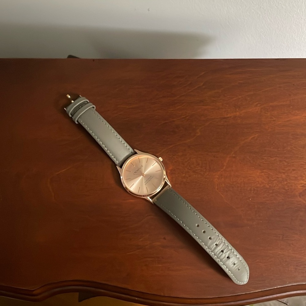 Monroe rose gold leather watch